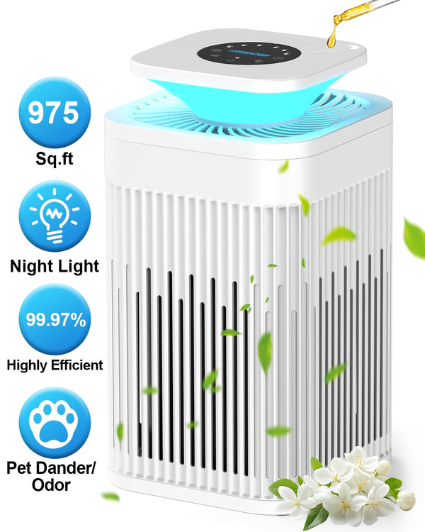 FRESHDEW AP203 True HEPA Air Purifier for Bedroom & Pets