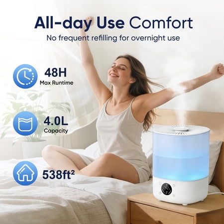 Airfire 4L Smart Humidifier – Auto Humidity, Quiet, Diffuser