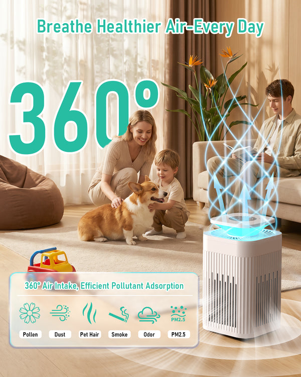 FRESHDEW AP203 True HEPA Air Purifier for Bedroom & Pets