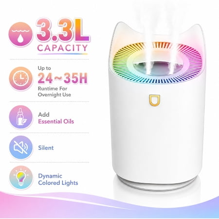Quiet 3.3L Top-Fill Humidifier – Sleep & Aromatherapy