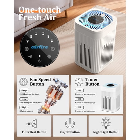 Airfire H13 HEPA Air Purifier – Allergies & Pet Relief